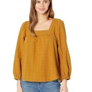 Madewell Women's Mustard Square Neck Top size M